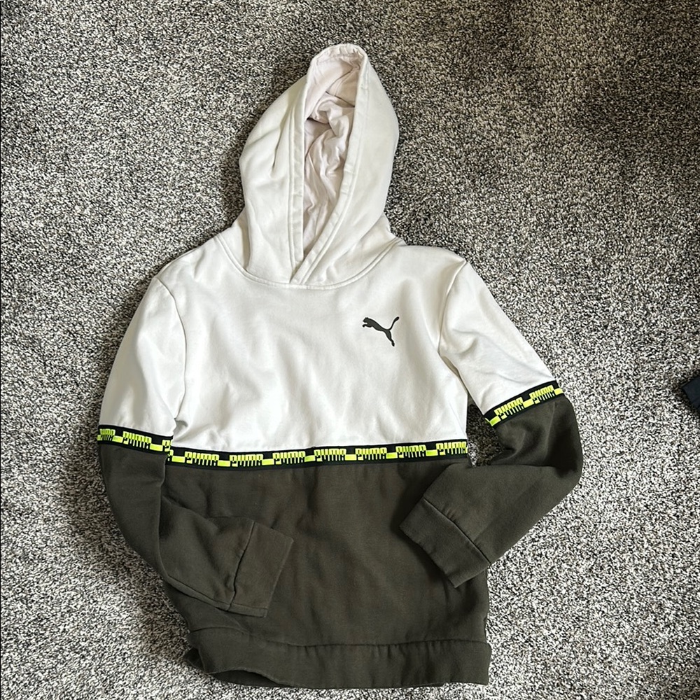 Puma Kids Two-Tone Hoodie - White and Green